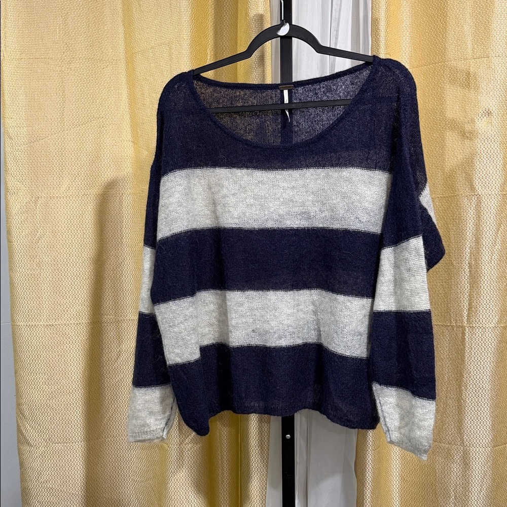 Free People Navy and White Striped Sweater